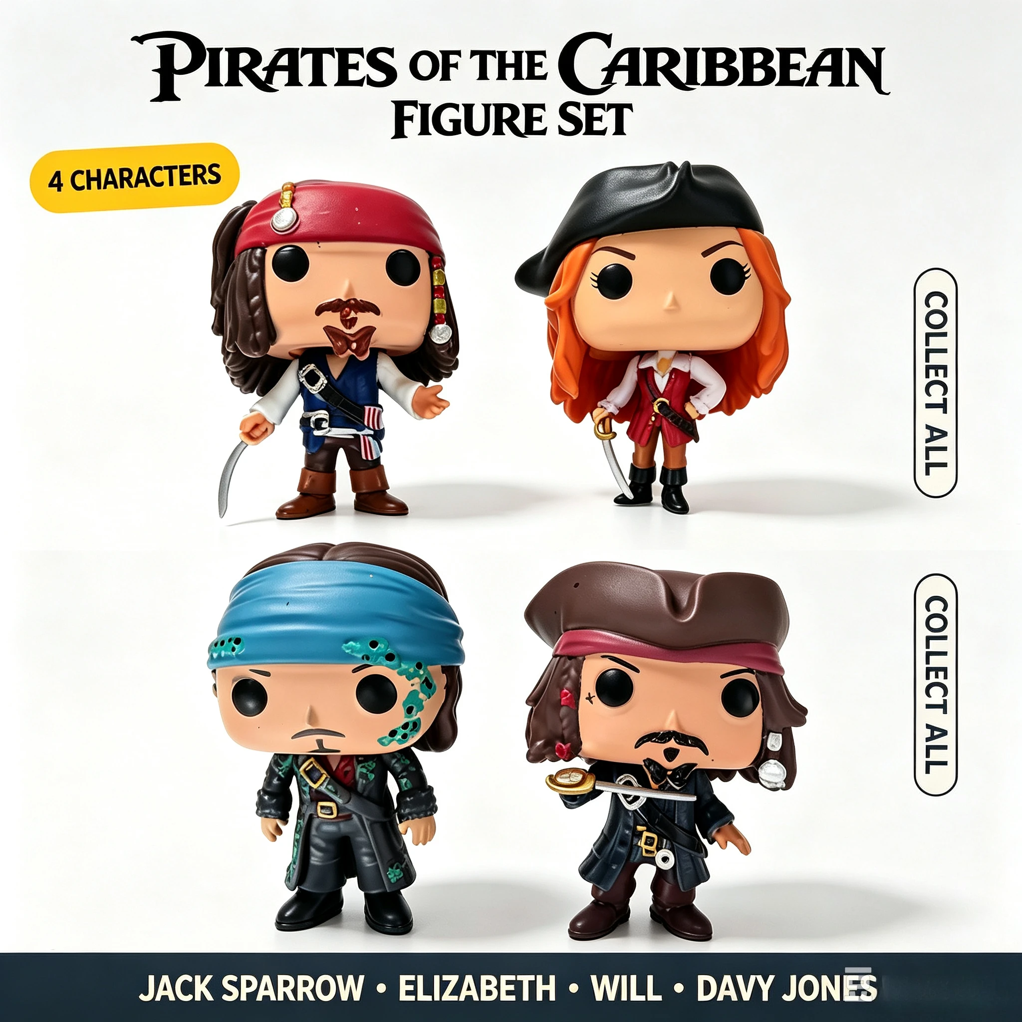 Nueva Llegada, Figura POP de Piratas del Caribe, Set de Figuras de Jack Sparrow, Coleccionable de Película Clásica, Adorno de Escritorio, Regalo para Fanáticos