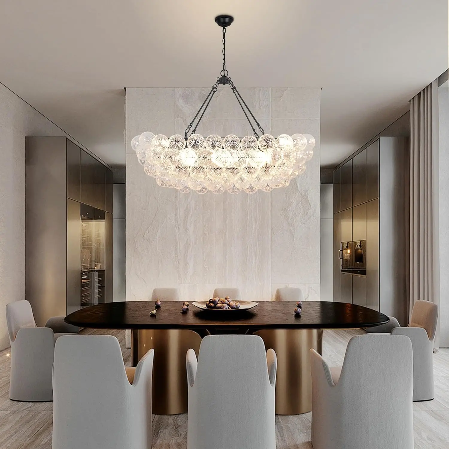 Mmodern Glass Bubble Chandelier Lighting For Dining Living Room High Ceiling Round Chandelier Led For Kitchen Island Bedroom