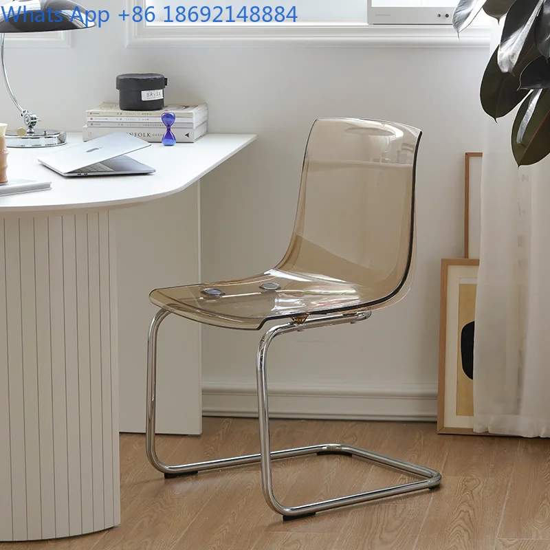 Vintage Acrylic Backrest Dining Chair Modern Minimalist Ins Style Creative Transparent Restaurant Chair