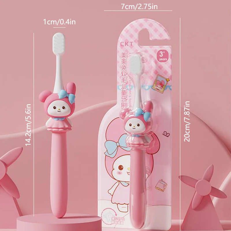 Sanrio-cepillo de dientes de pelo suave para niños, cerdas suaves ultrafinas, cuidado bucal, seguridad, salud bucal