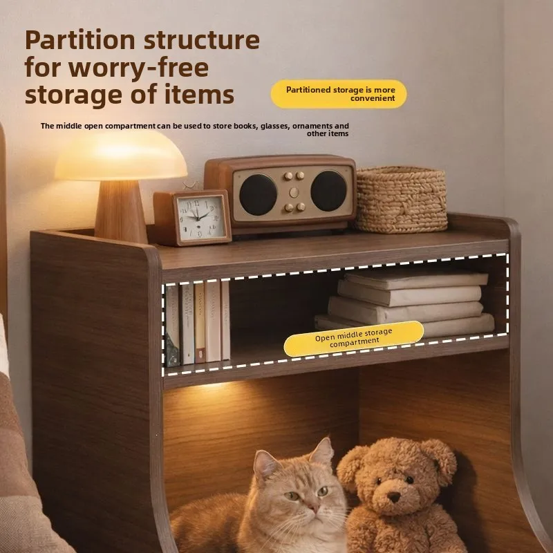 Cat Bed and Coffee Table Combo for Small Spaces, Modern Nightstand, Pet Accessory