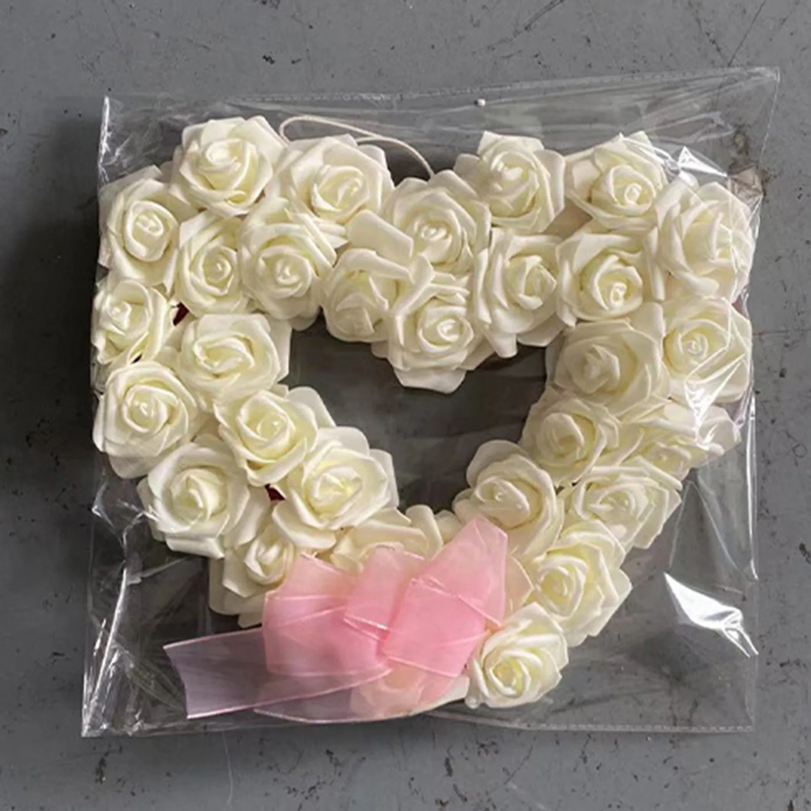 1PC Valentine's Day Romantic Wreath Anniversary White Rose Garland 2024 New Love Garland Outdoor Wedding Scene Decoration