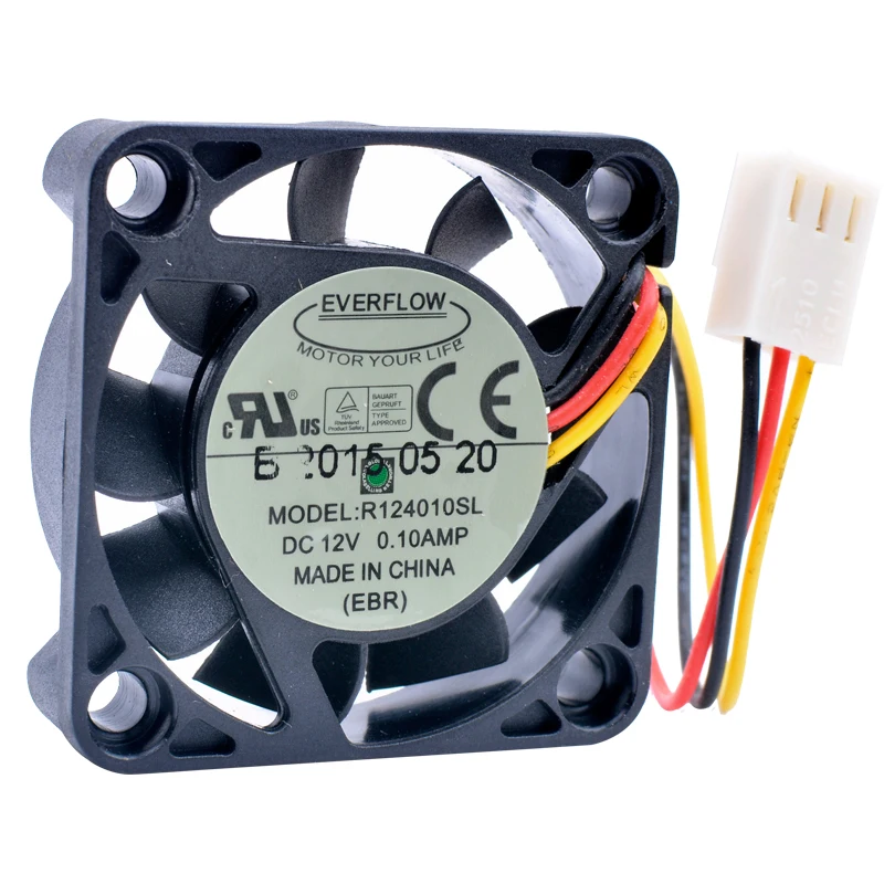 Вентилятор R124010SL EVERFLOW, 4 см, 4010 дюйма, 40x40x10 мм, 40 мм, 12 В, 0,10 А, 3-линейный бесшумный охлаждающий вентилятор для процессора