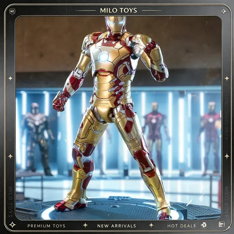 Genuine Zd Toys Iron Man Mark Mk42 Action Figure Collectible Model Movable Joints Light Up Base Desktop Decoration Toy Gifts