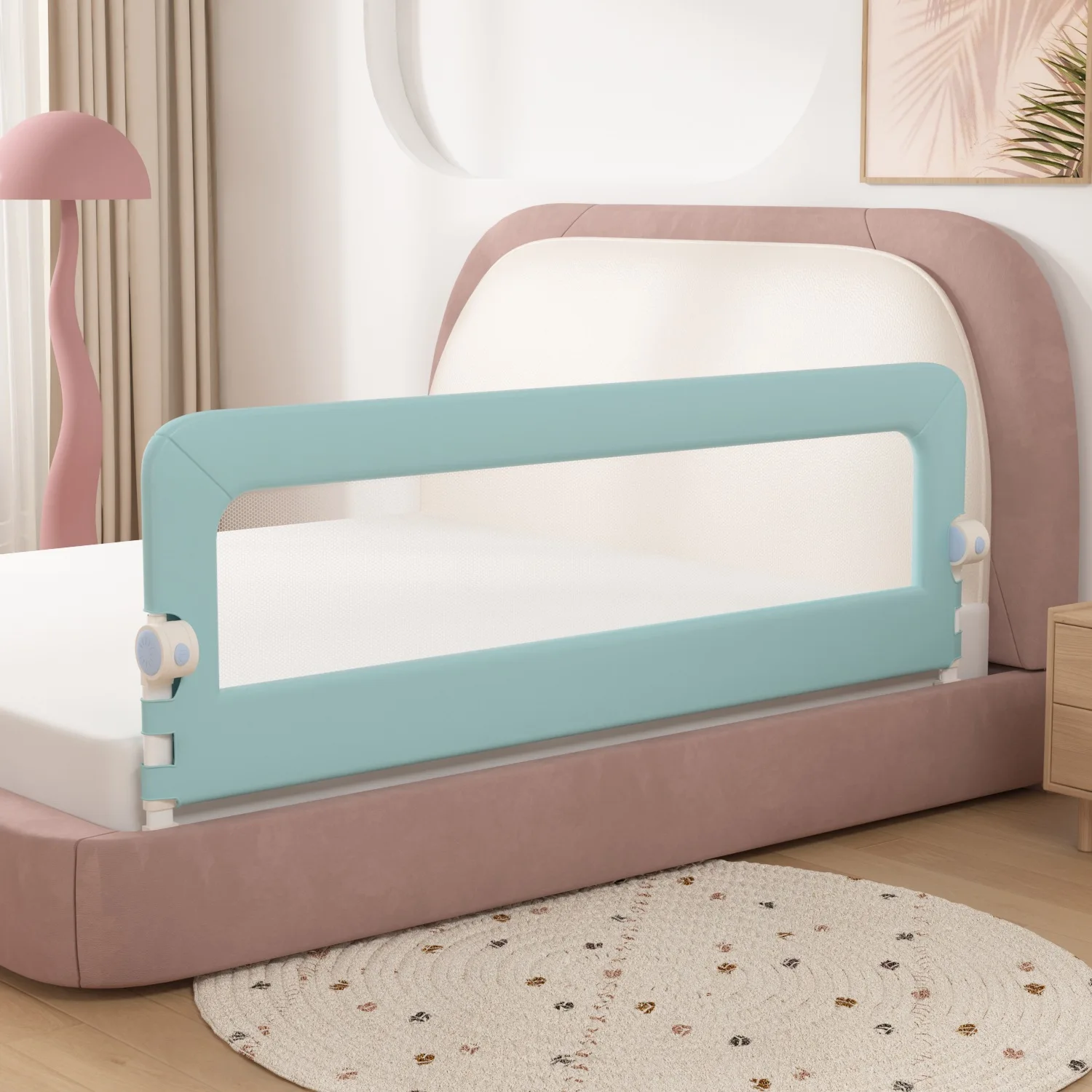 Barrera de seguridad para cama de bebé, barandilla de seguridad para cama de 150cm, rieles de seguridad para cama para niños, protector de riel para cama para niños, protección contra caídas (59 pulgadas), 1 ud.