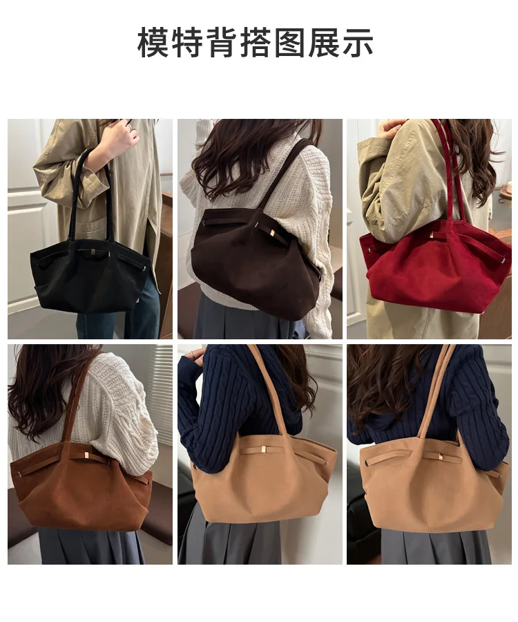 Frauen Faux Wildleder Schulter Tasche Casual Tote Handtasche Unterarm Eimer Geldbörse Herbst Täglichen Mode Luxus Tasche Guangzhou Hohe Qualität Tasche – Detail 8