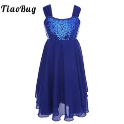 TiaoBug Ragazzi Del Capretto Chiffon Paillettes Cinghia Regolabile di Balletto Tutu Vestito Da Ballo Body Ballerina Carino Ragazze Ginnastica Body Dress