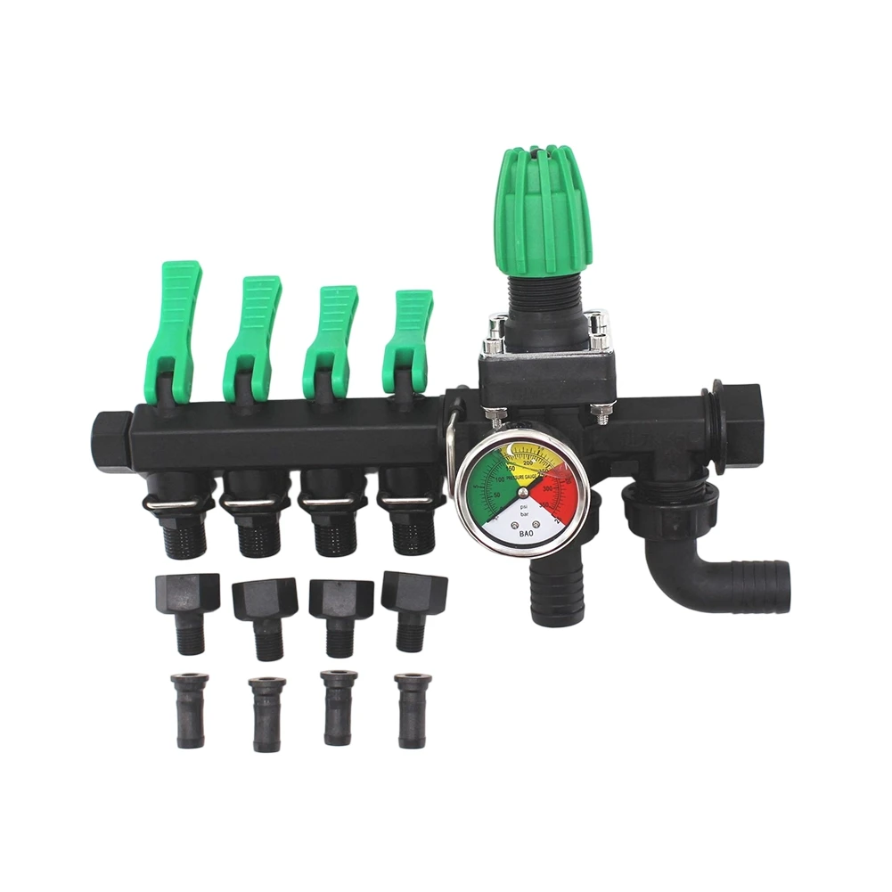 High Pressure Sprayer Valve 23 * 10 * 16cm Agricultural Sprayer Valve Robust ABS Construction Three-Way Manifold Design