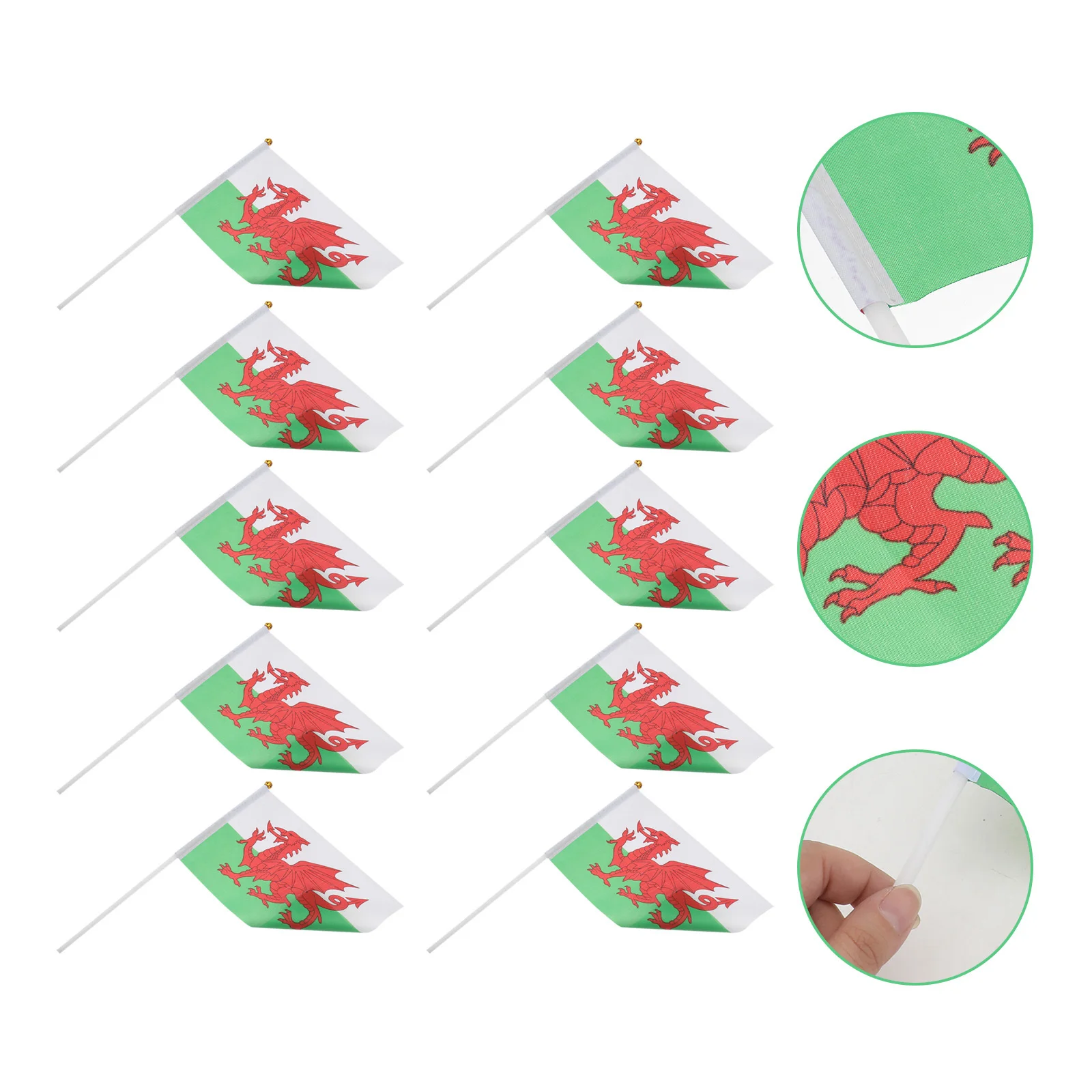 

20Pcs Mini Hand Waving Flags 14x21cm Polyester Portable Table Parade Office Welsh Flags Waving Flag