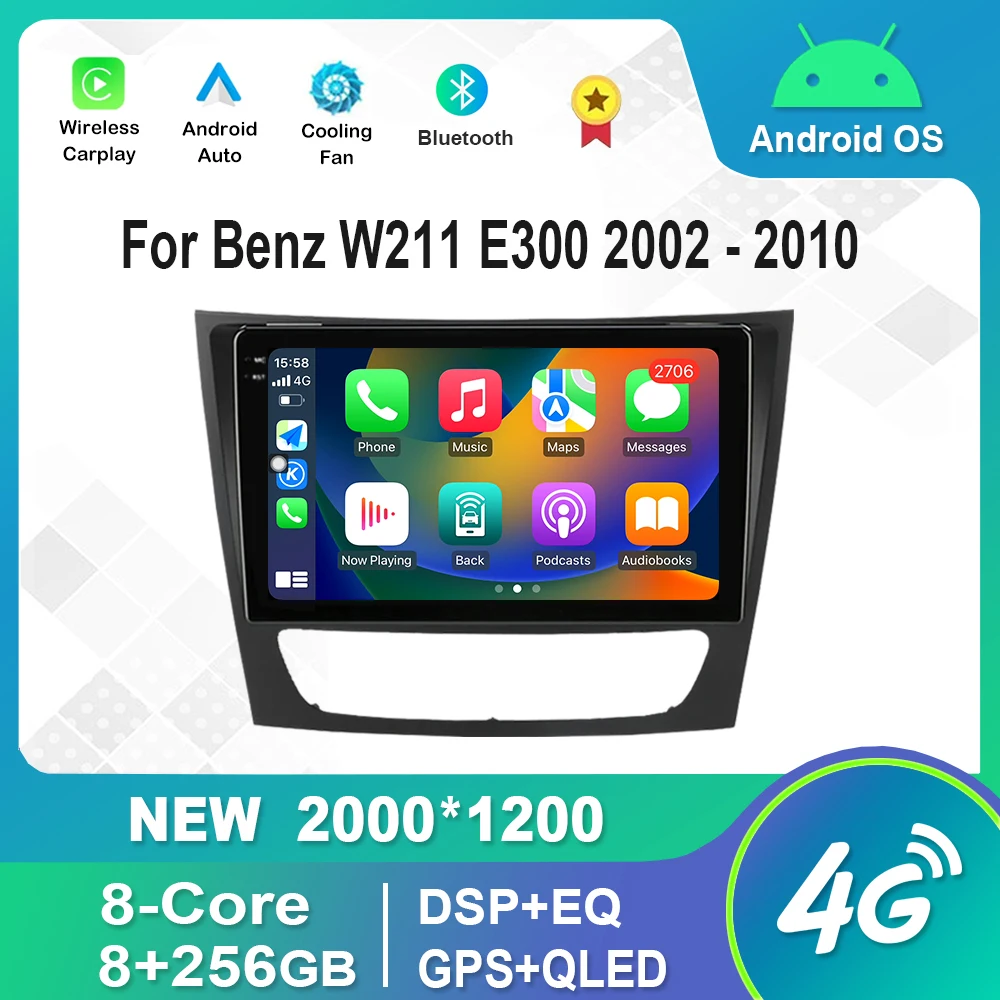 

9 inch Android System Car Radio Multimedia Player GPS DSP WiFi+4G IPS QLED Screen For Mercedes Benz W211 E300 2002 - 2010