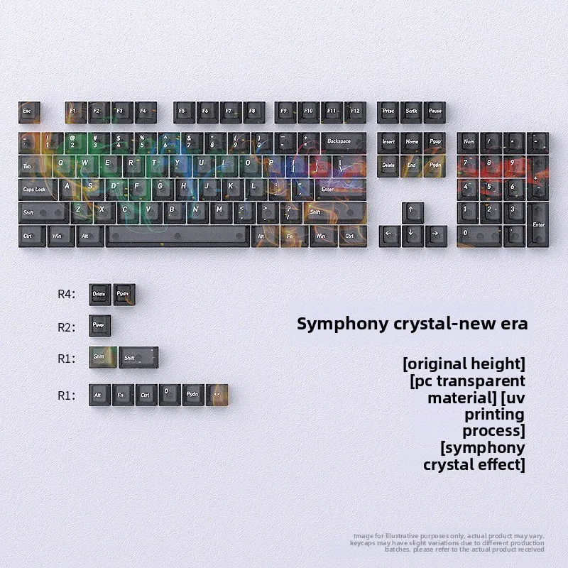 Iridescent Mist Keycaps PC Transparent 115 Keys Original Profile DIY for Mechanical Keyboard