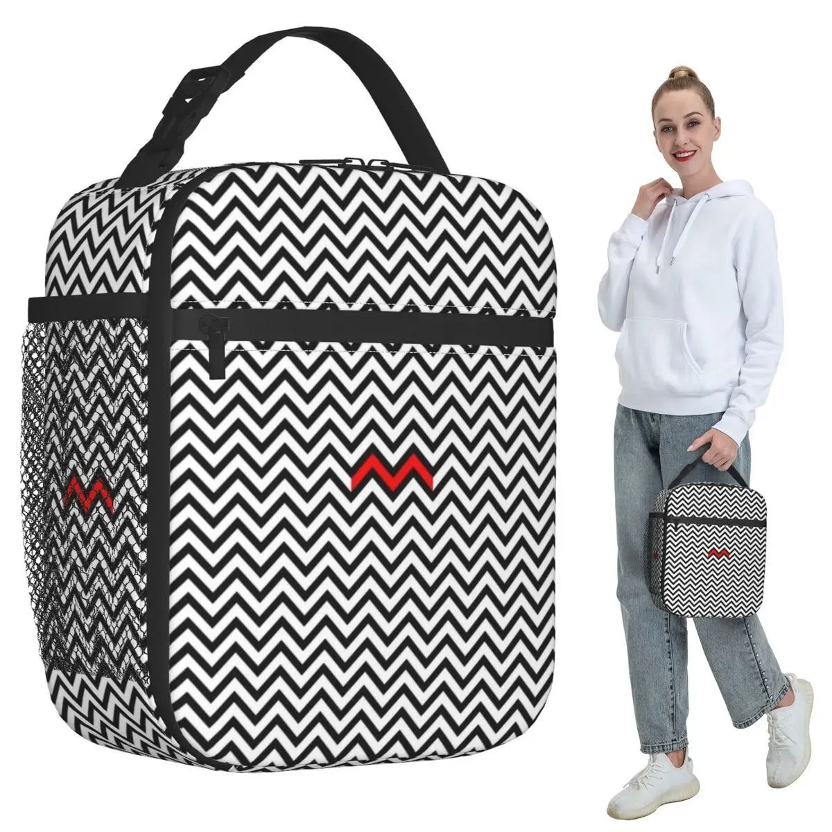 

Твин Пикс. Минимальный. Изолированная сумка для обеда для детей, школьный холодильник, термобокс для еды, портативный контейнер для ланч-боксов