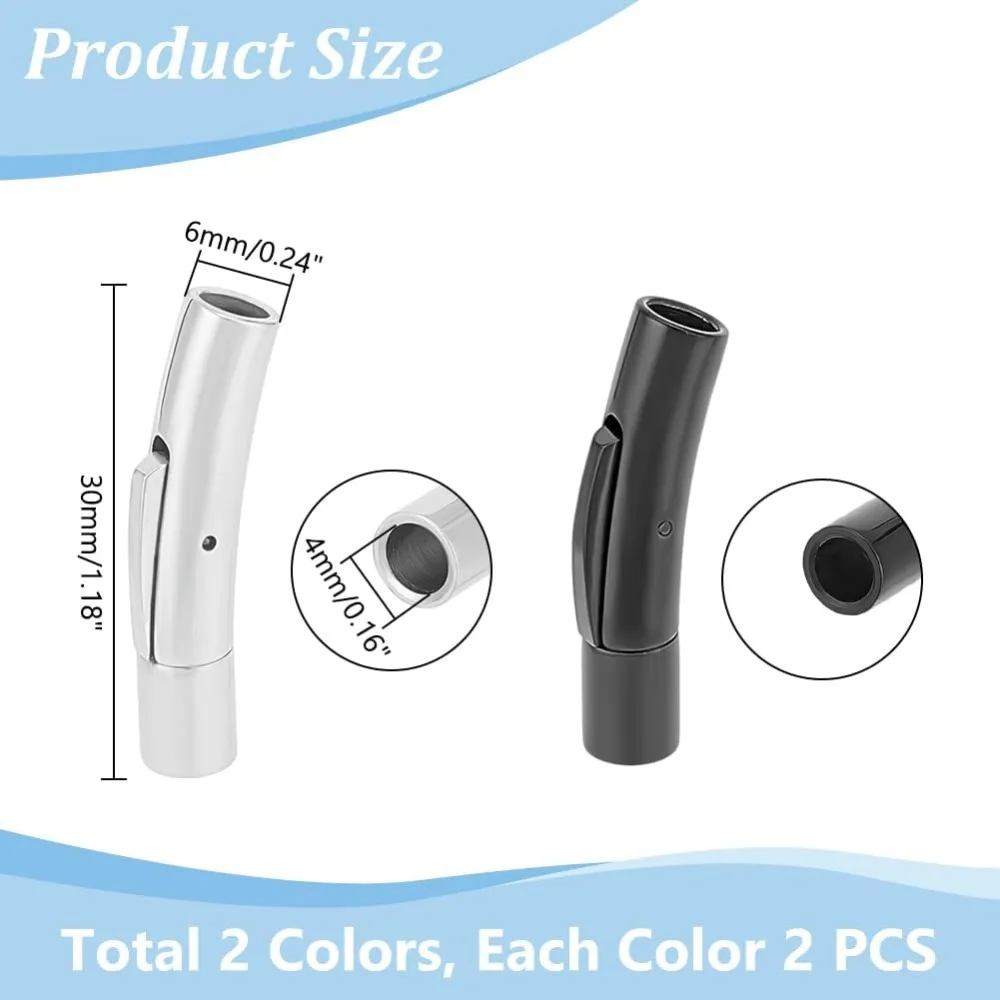 4 قطعة 2 ألوان العمود 304 الفولاذ المقاوم للصدأ حربة قلادة المشابك مع دفع زر الحبل نهاية موصلات المشابك حبل المشابك والمجوهرات #3