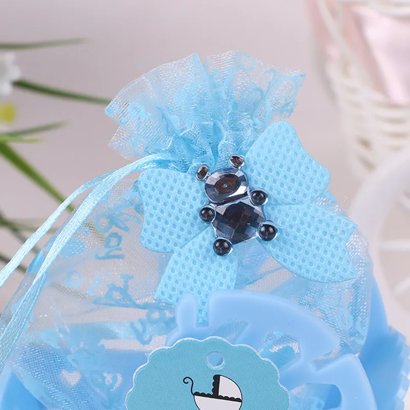 Birthday Baby Shower Party Favor Yarn Basket Candy Box with Lace ribbon DIY Bear Pattern Christening Boy Girl Gift 12pcs
