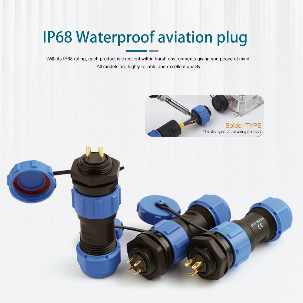SP17-2/3/4/5/7/9/10 دبوس الطيران التوصيل المقبس IP68 موصل مقاوم للمياه ذكر أنثى عودة الجوز لحام نوع موصلات كابل سريعة