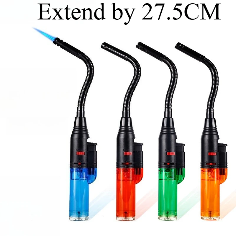 New Long Handle Windproof Lighter with Inflatable Ignition Bend and Moxibustion Spray Gun Cigarette Accessories