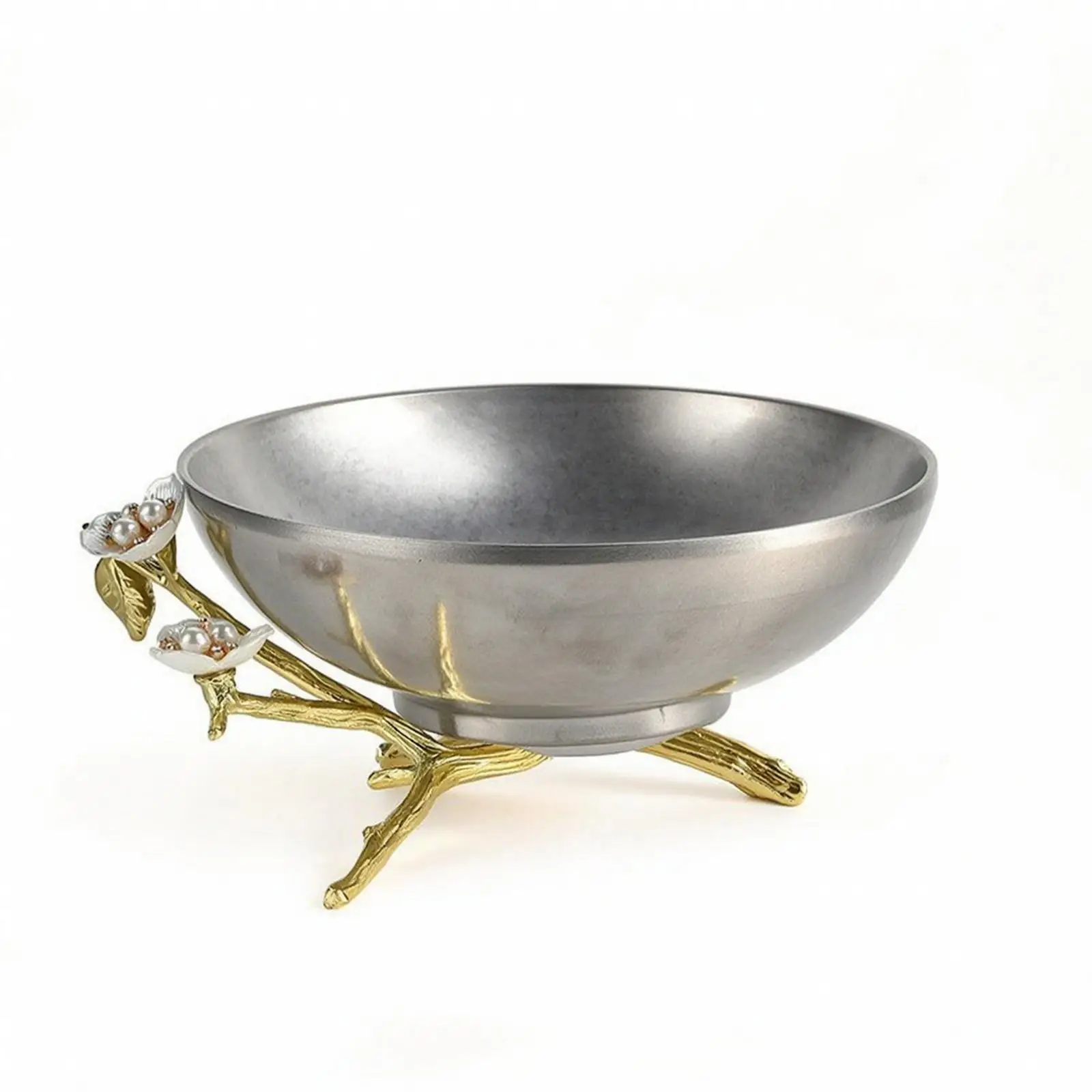 Elegant Industrial Tray Alloy Decorative Fruit Bowl for Coffee Table Centerpiece Modern Luxury Home Decor