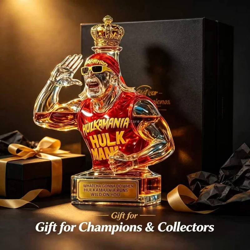 Creative Muscular Wrestler Sculpted Glass Decanter Crown Stopper Liquor Container Desktop Bar Ornament Gift
