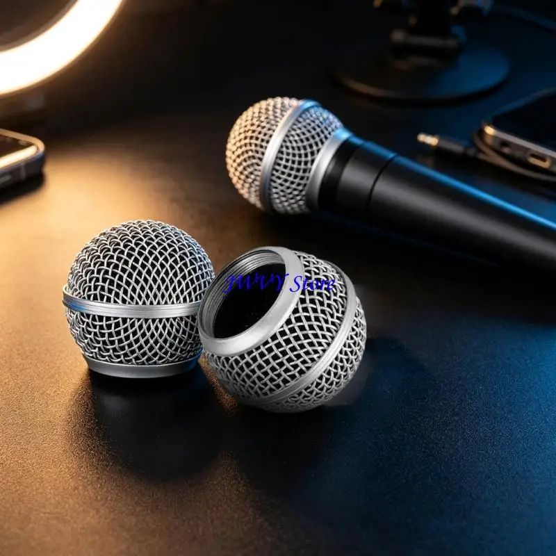 573A Stage Microphone Grille Replacement Metal Shell Threaded Cover for Head Guard, Recording Work and Meeting Voice Use