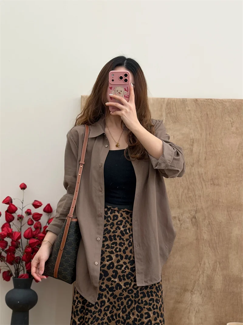 

Простая, но элегантная женская льняная рубашка с длинным рукавом на пуговицах, свободного кроя, с охлаждающим эффектом и защитой от морщин, весна