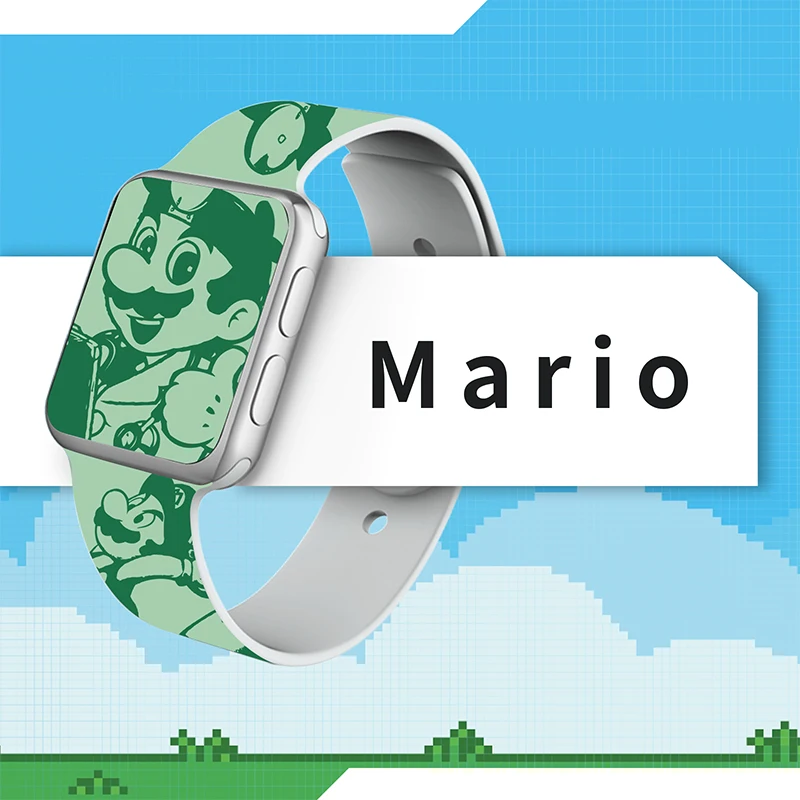 

Mario Print Strap for iWatch 11 10 9 8 Silicone Band Replaceable Bracelet for Apple Watch 46mm 44mm 42mm 41mm 38mm Watchband