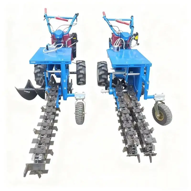Self Propelled Chain Trencher Machine 10-40cm Width 50-100cm Depth Diesel Agricultural 18HP Mini Ditcher for Irrigation