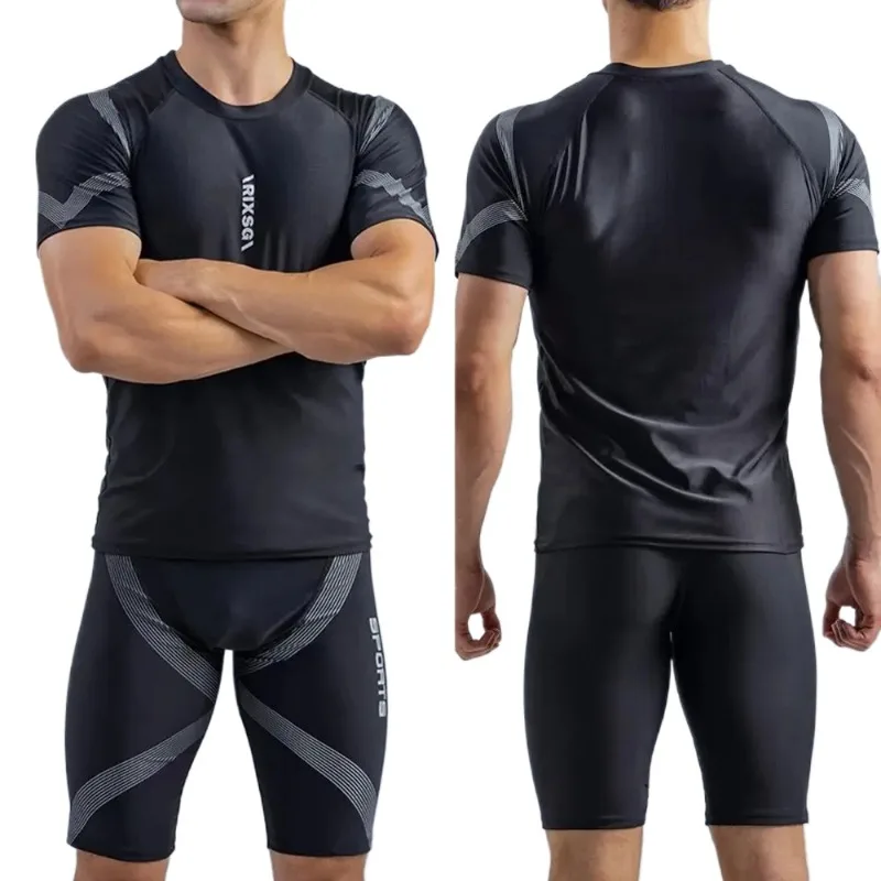 

Men's Quick-drying Surfing Clothes High Elastic Comfortable Breathable Short Sleeve Swimming Suit Trunks Snorkeling Diving Suit