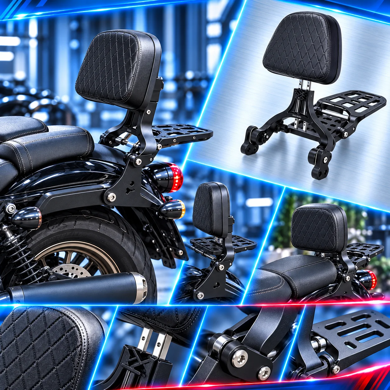 Motorcycle Foldable Rear Backrest Fit For VOGE CU525 525CU, Aluminium Alloy Passenger Support Modification