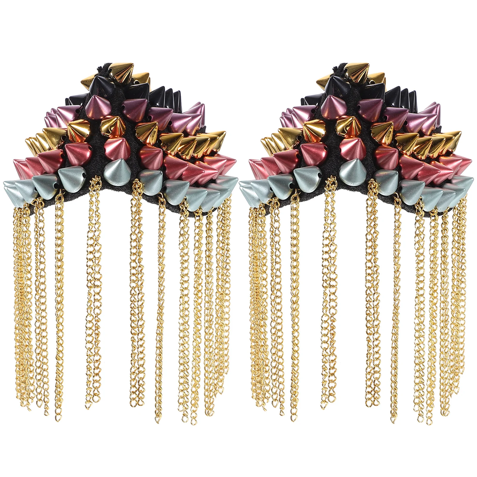 2 Pcs 컬러 어깨 Epaulets 리벳 프린지 Tassels 빈티지 DIY 의류 팔 장식 쥬얼리 Epaulettes Applique Special