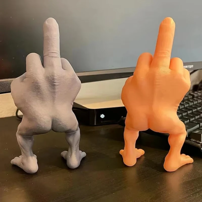 3D Middle Finger Figure With Legs Office Desk Funny Hand Gesture Resin Figurine Creative Home Ornaments Gift Room Decor