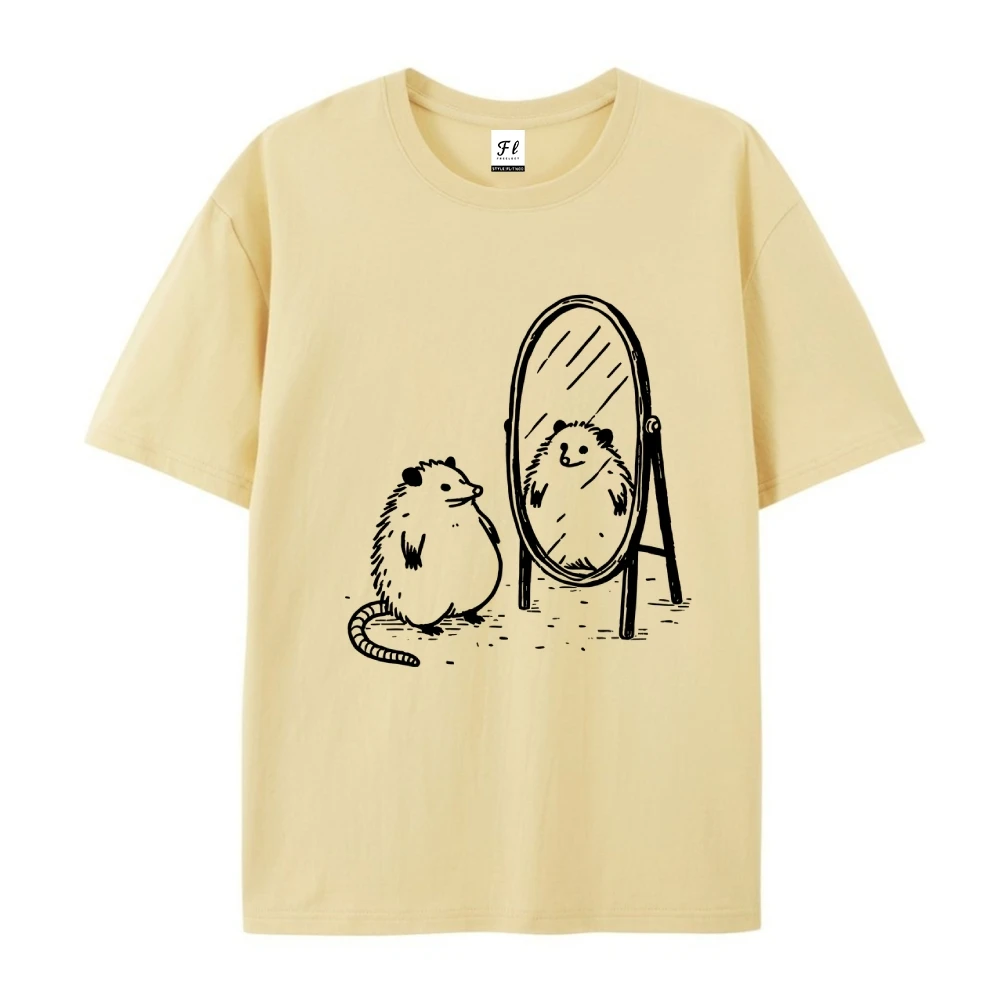 Alt Cool Grunge Y2k Aesthetic، تي شيرت برسومات مرآة الفئران الصغيرة، قميص نسائي صيفي قطني كامل، نمط غير رسمي يرتديها