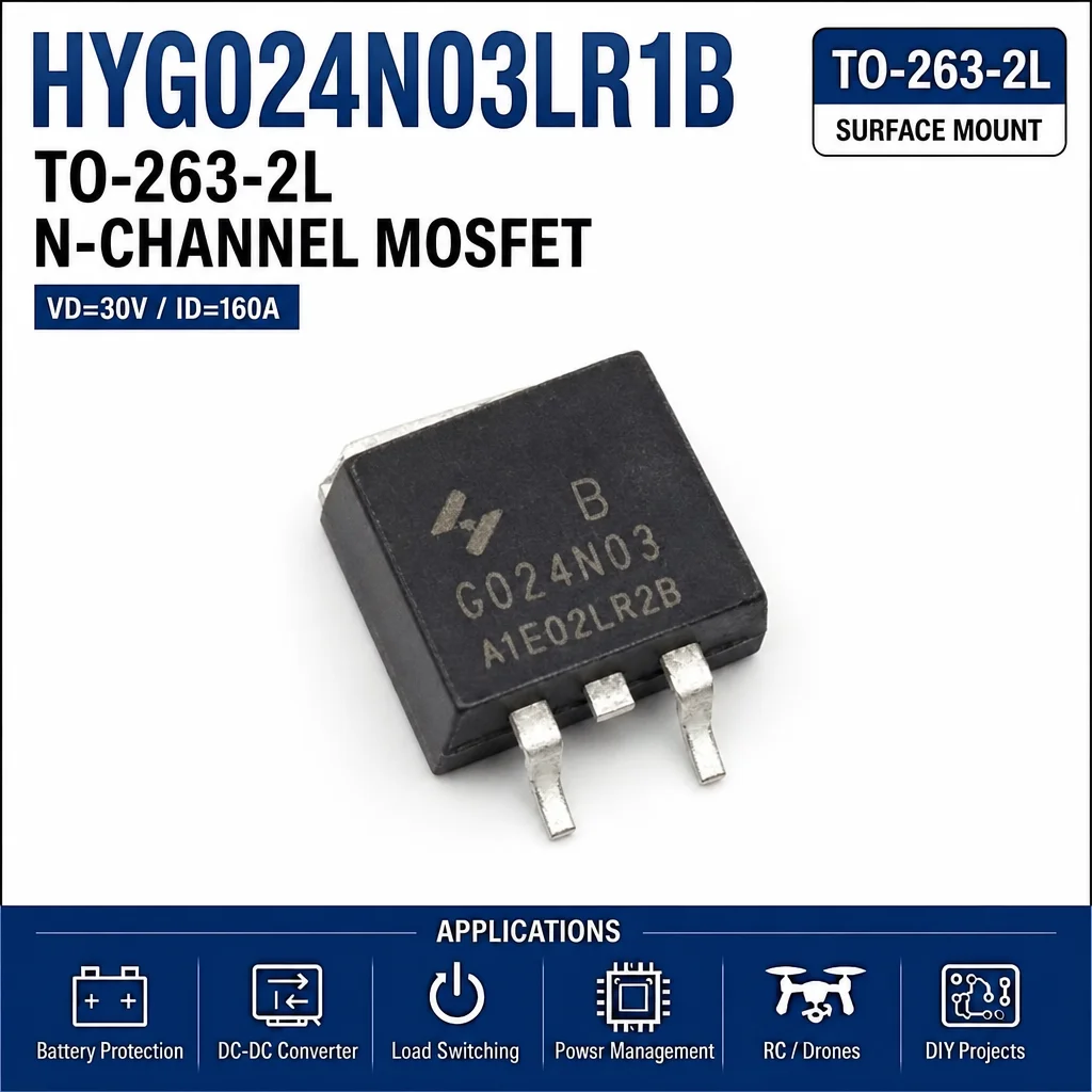 (10 pcs) HYG024N03LR1B TO-263-2L G024N03 HYG024N03 - N-Channel MOSFET 30V 160A 3.3mΩ