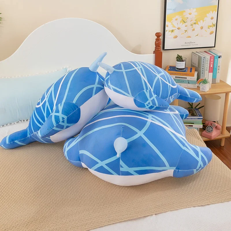 Genshin Impact-Oreillers en peluche baleine douce, jeu populaire, produits périphériques, décoration de la maison Kawaii, cadeaux pour garçons ou enfants