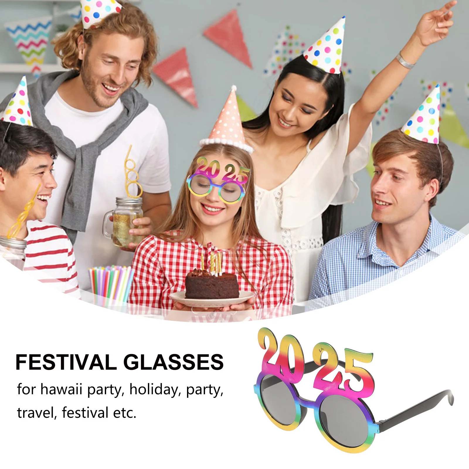 

2025 Eyeglass Prop Eye-Catching New Year Party Photo Booth Fun Glasses Celebration Happy New Year Props Glasses