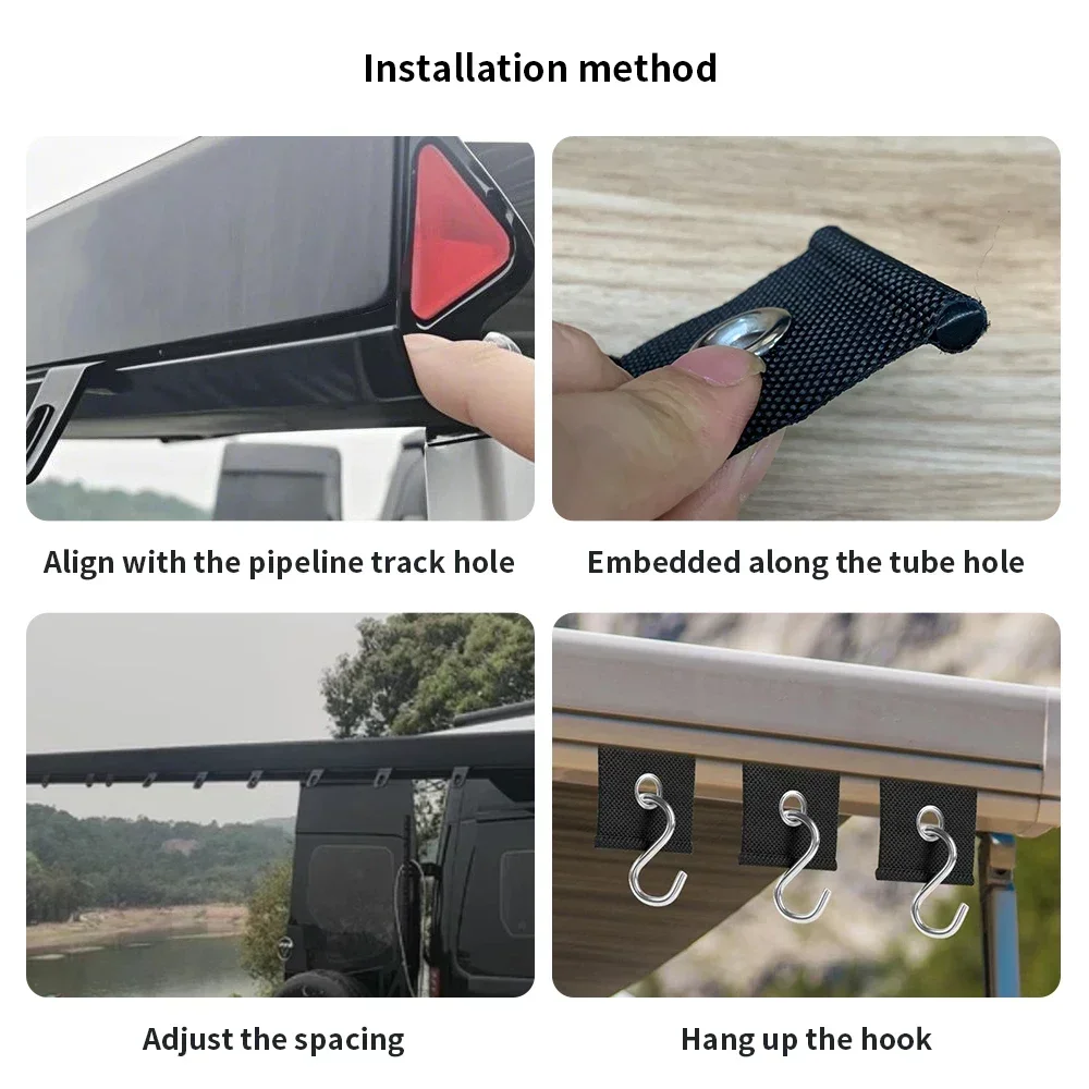 4/6 قطعة مقاطع السنانير RV المظلة هوك التخييم المظلة السنانير مقاطع خيمة الشماعات الشماعات الخفيفة مع ثقوب قافلة Camperb اكسسوارات