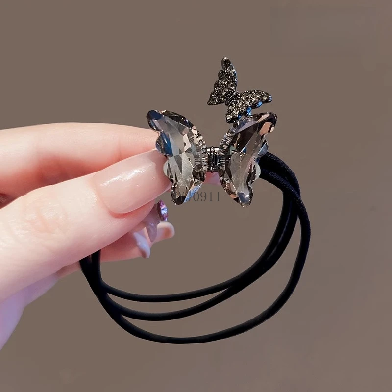Zartes Schmetterlings-Temperament, Strass-Haarseil, High-End-Mode, Kugelkopf, Pferdeschwanz, elastisches Gummiband, Stirnband,
