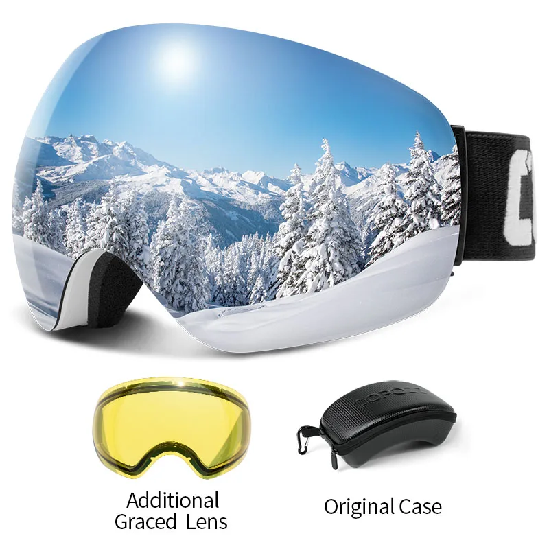 

COPOZZ лыжные очки UV400 Защитная лыжная маска Мужчины Женщины Противотуманные лыжные очки с большим лицом Спорт на открытом воздухе Сноуборд Лыжные очки