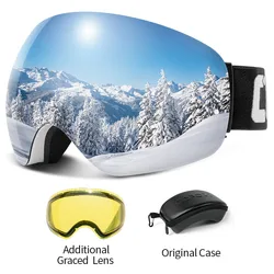 COPOZZ Ski Goggles UV400 Protection Ski Mask Men Women Anti-Fog Big Face Skiing Glasses Outdoor Sport Snowboard Skiing Eyewear
