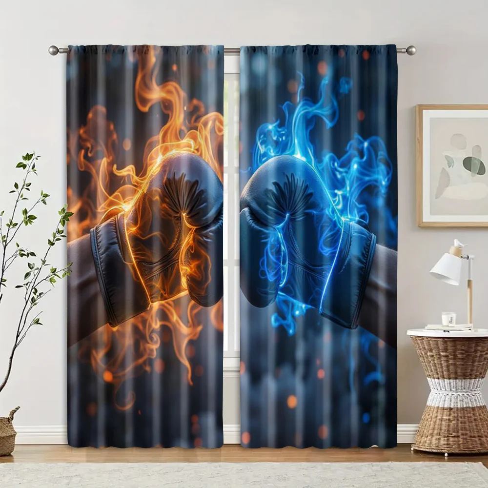 2 pcs, filtering curtains (excluding rods, non-movable, without batteries) boxing glove1_00015backgroundsuitable for use in