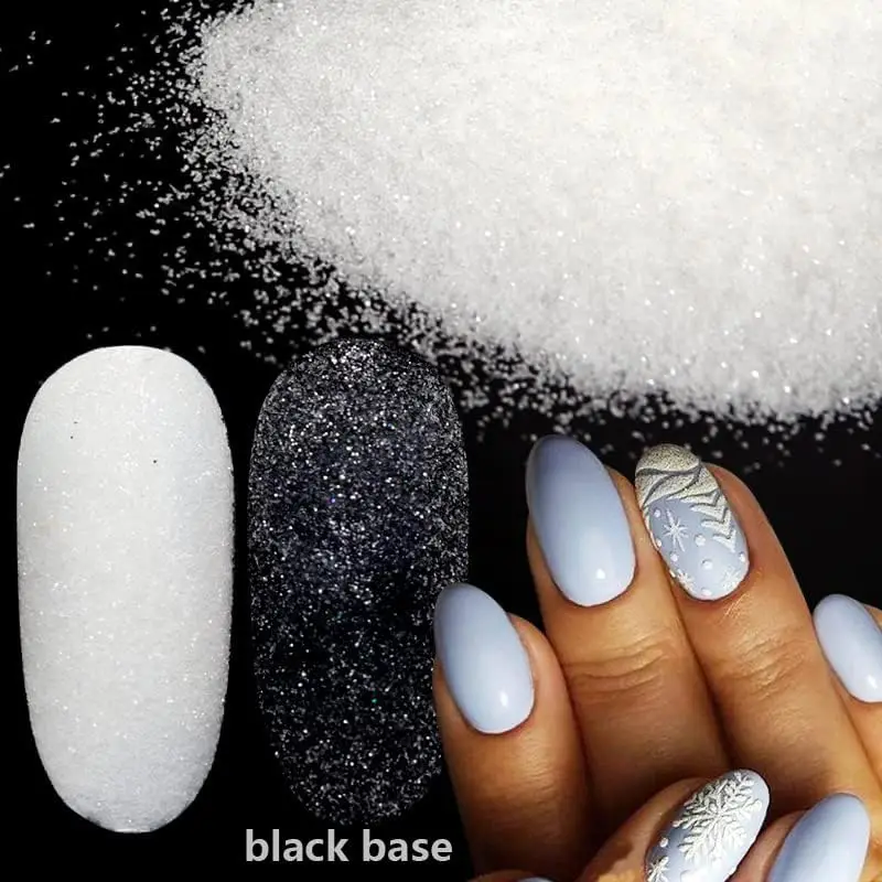 50g/Bag Christmas White Black Sugar Nail Powder Woolen Candy Coat Effect Pigment Dust Winter Xmas Nail Art Decoration Glitter 1