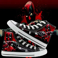 Marvel Deadpool Peripheral Movies boys' high-top canvas sneakers hand-painted graffiti spring and autumn simple and versatile