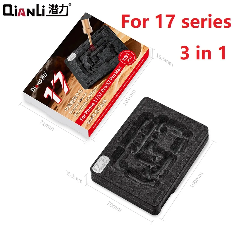 

Qianli 3D BGA Reballing Platform with Stencil - Middle Frame/Motherboard Fixture Board for iPhone 14-17 Series Phone Repair