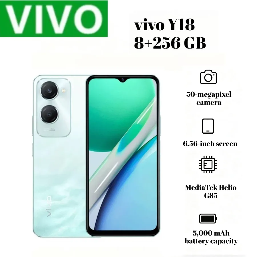 2026 New Stock Global Unlocked VIVO Y18 4G Smartphone 8+256GB,12GB Extended RAM,6.56