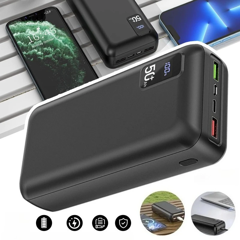 Przenośny power bank o dużej pojemności 50000 mAh, szybkie ładowanie PD 22,5 W, zewnętrzna bateria z USB-C i wyświetlaczem LED, 3 wyjścia 2 wejścia, kompatybilny z iPhone 16 15 14 13 12 Pro Max,