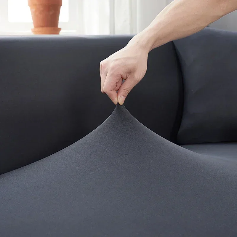 Cover 1/2/3/4 Seater Sofa Cover for Living Room Elastic Solid L Shaped Corner Sofa Cover for Couch Armchair