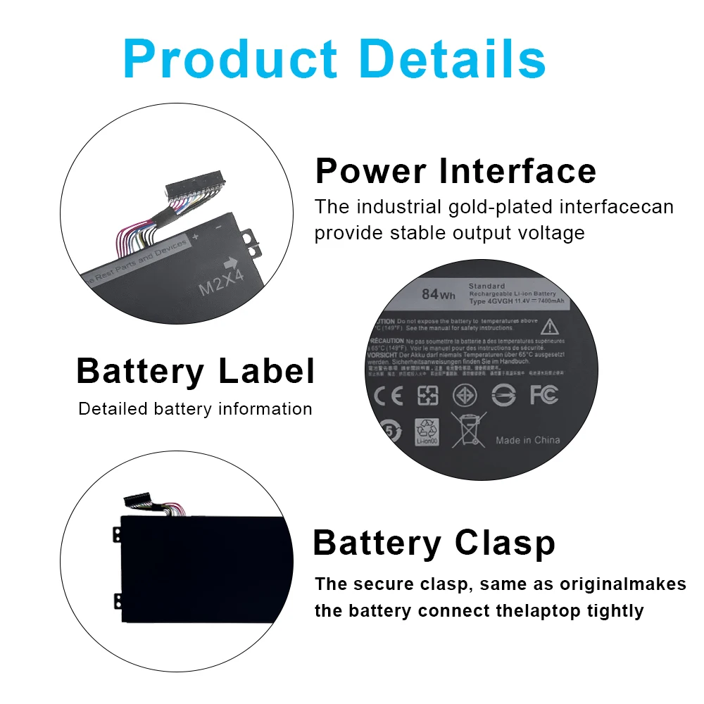 4GVGH 6GTPY Laptop Battery for Dell XPS 15 9560 9570 9550 7590 Precision 5510 5520 5530 Precision 5510 5520 5041C 05041C Series