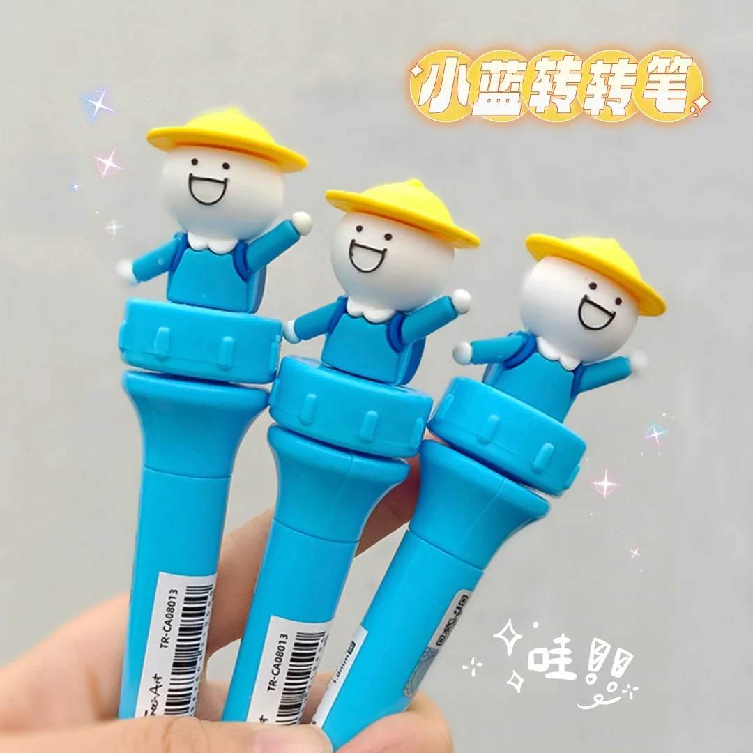 Little blue turn turn pen creative decompression pen high value black gel pen primary school students professional cartoon