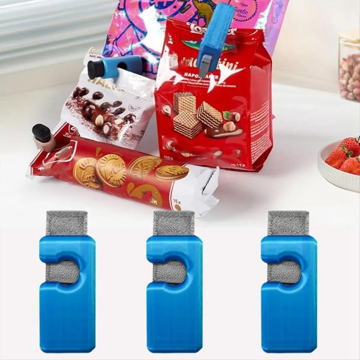 A67T NEW 3pcs Food Bag Clip Squeeze-Lock Bread Bag Clip Moisture-Proof -Keeping Sealing Bag Clip Mini Reusable