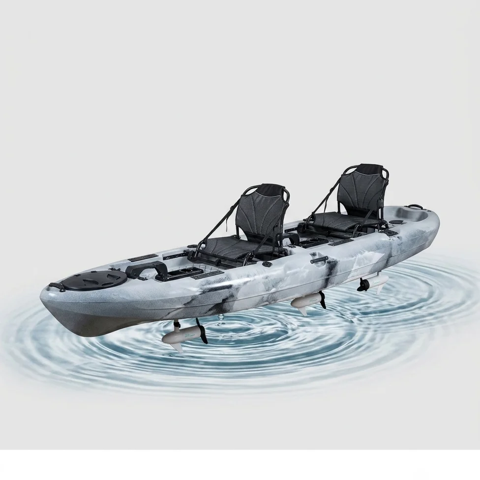 Fast Shipping Grey Marbled Dual Seater Electric Motorized Angling Fishing Ocean Recreational Touring Water Sports Kayaks