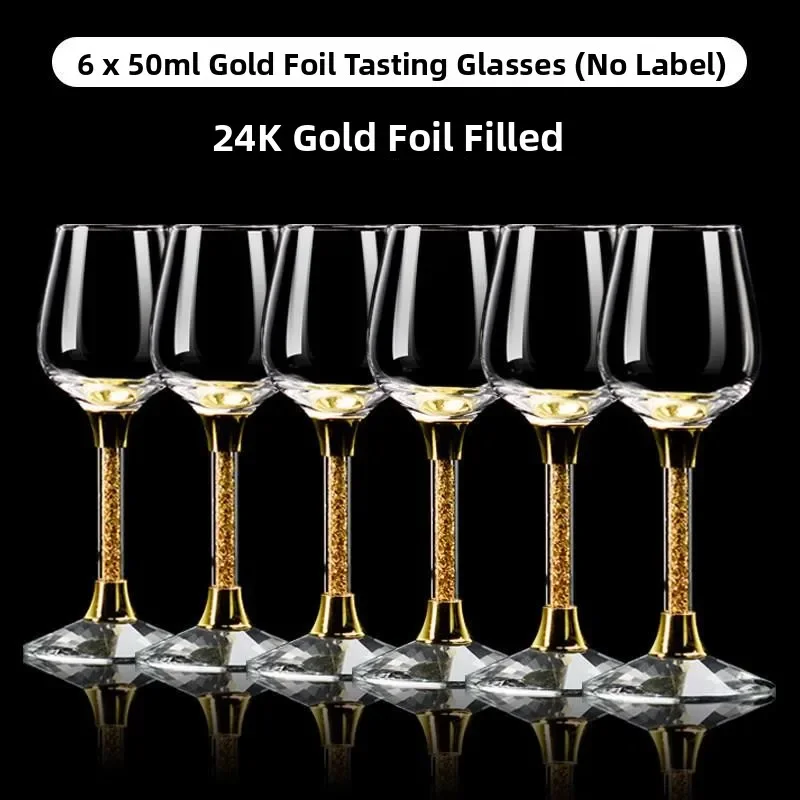 Gold Rimmed 50ml Tasting Cup High Foot Standard Embossed White Wine Glass Crystal Whiskey Cup for Blind Tasting by HuaYasen